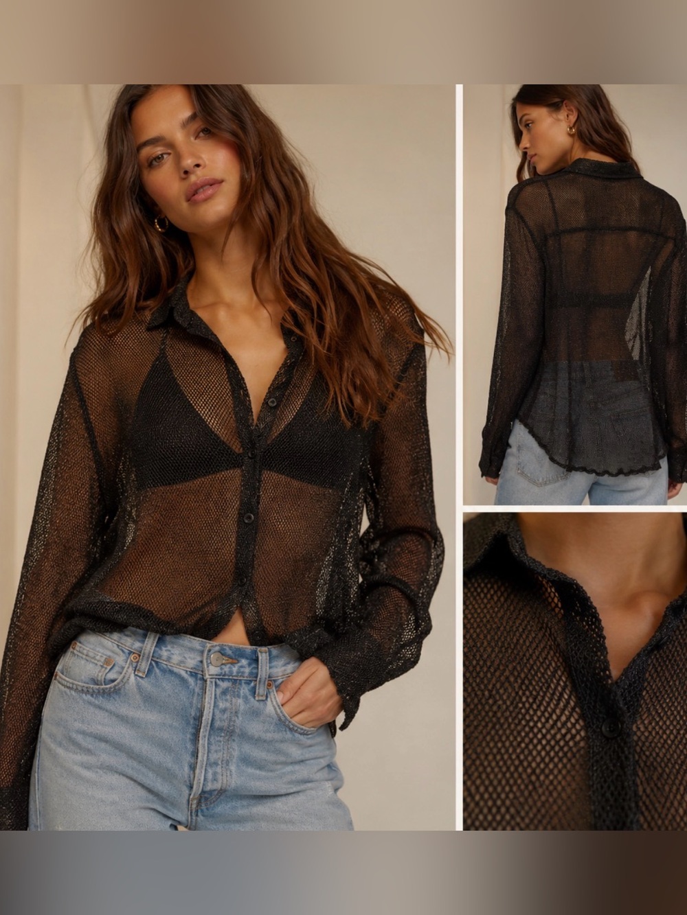 Jen’s Pirate Booty x Free People Black Button Mesh Shirt Size XS NWT (MSRP $215)